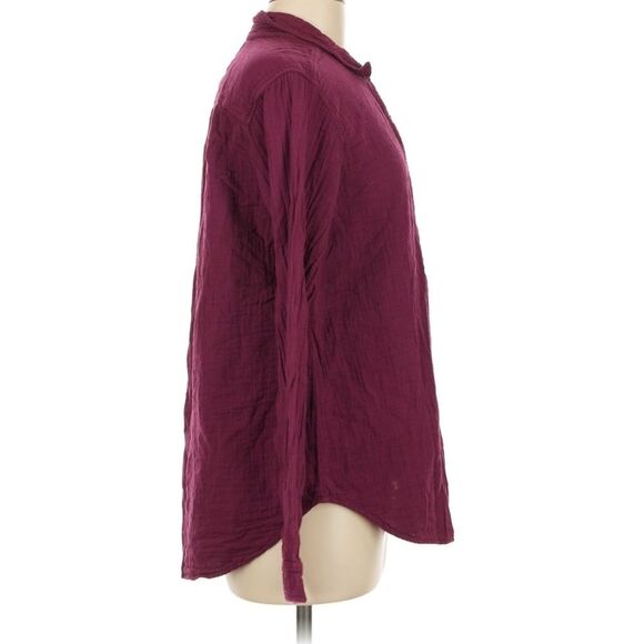 Xirena Scout Cotton Chelsea Gauze Top Burgundy Red Long Sleeve Button Down Med - Picture 4 of 7